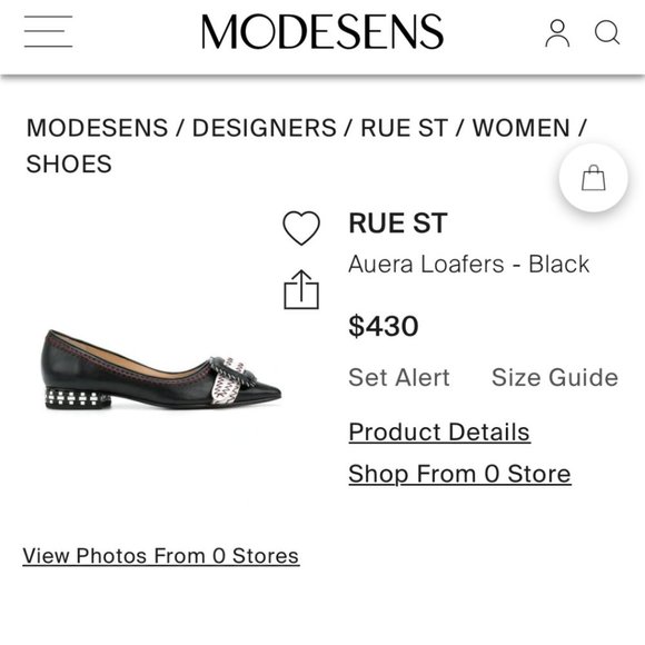 Rue St Aurea Point Toe Big Buckle Contrast Stitched Leather Ballet Flats 38 $430 - Picture 2 of 16